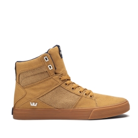 Supra Mens ALUMINUM High Top Shoes Tan/gum | US-78824